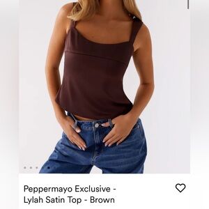 Peppermayo Lylah Satin Top - Brown